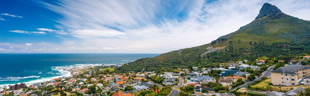 Areal view of Cape Town with Table Mountain and 12 Apostles