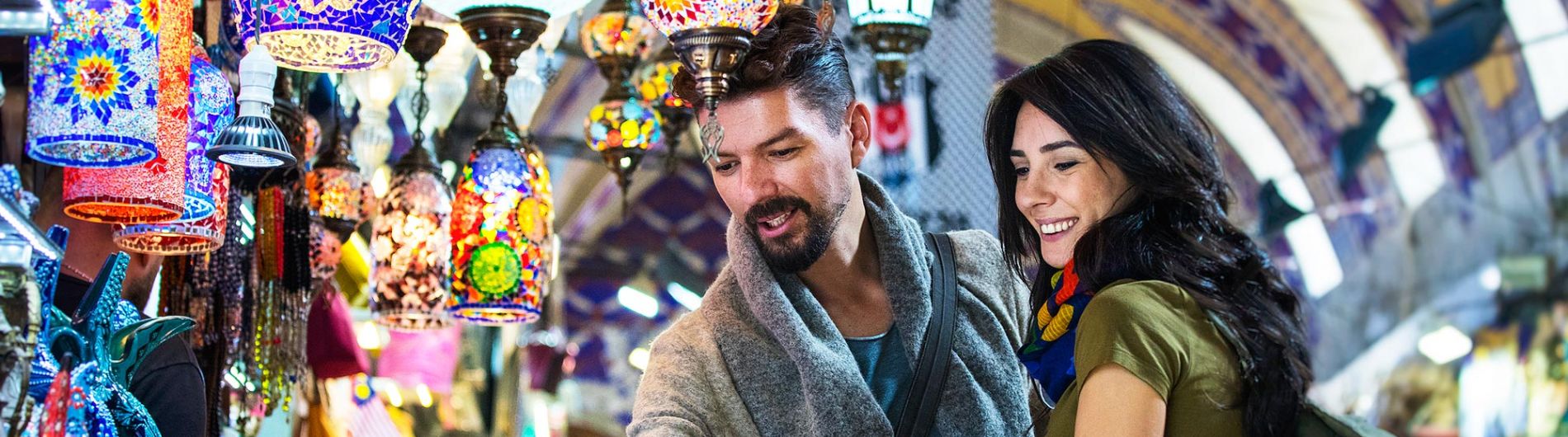 Couple shopping in souq