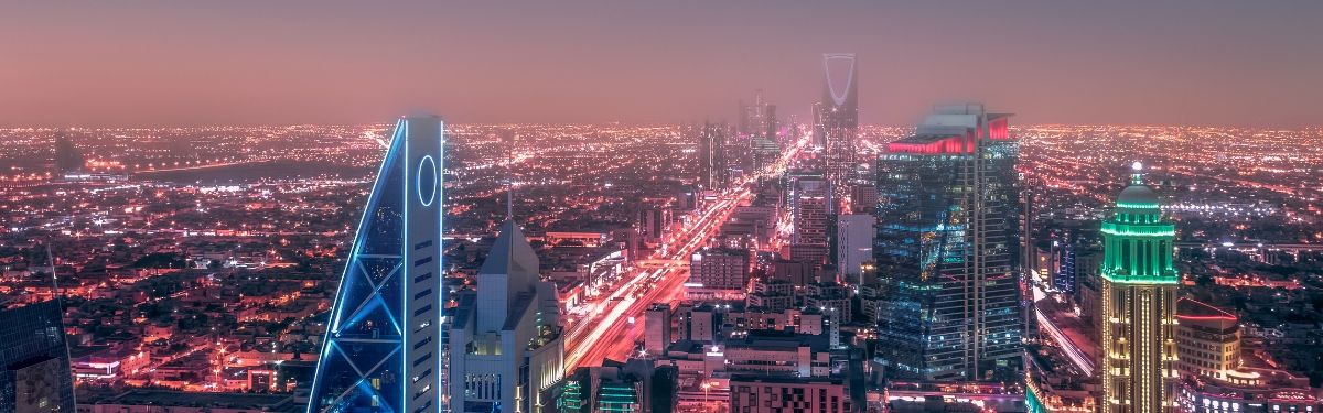 Dusk view of the iconic Sky Bridge, Riyadh